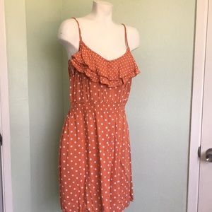 Large Burnt Orange Polka Dot Sundress